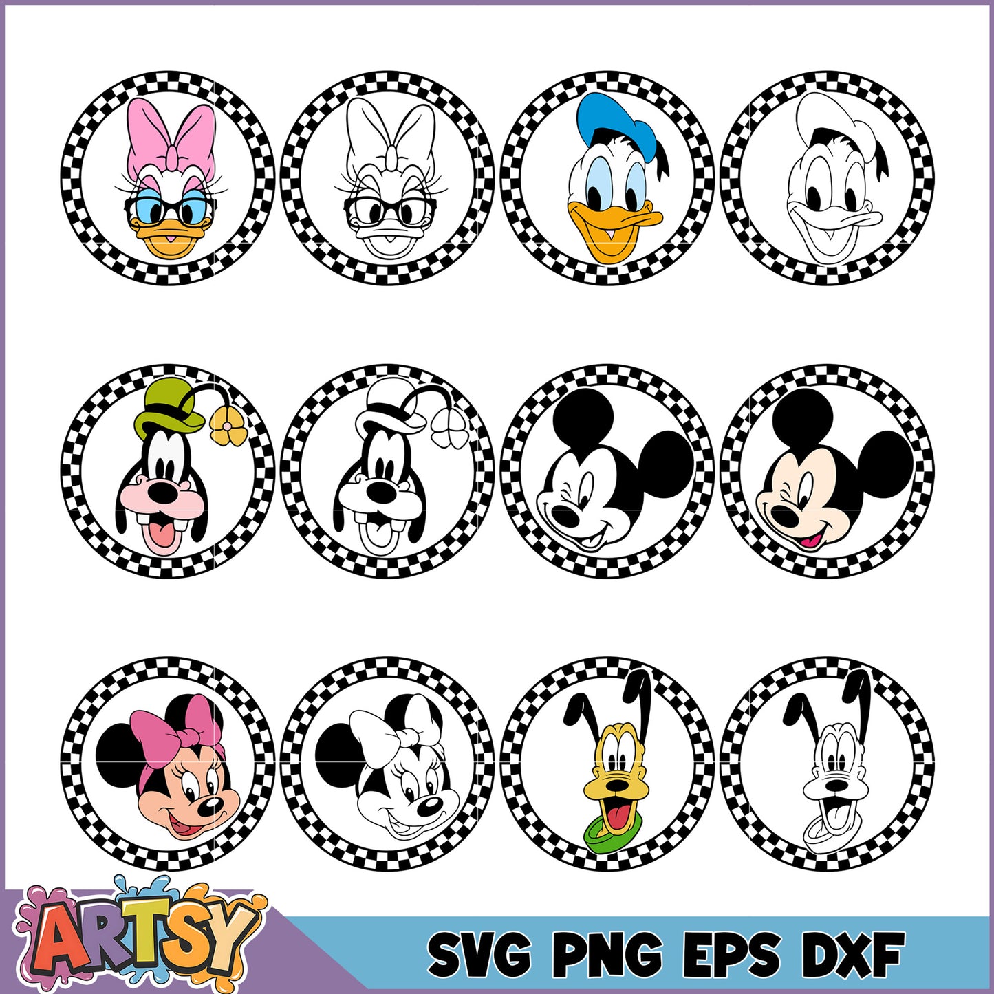 Classic Cartoon SVG Bundle Featuring Mickey and Friends Characters