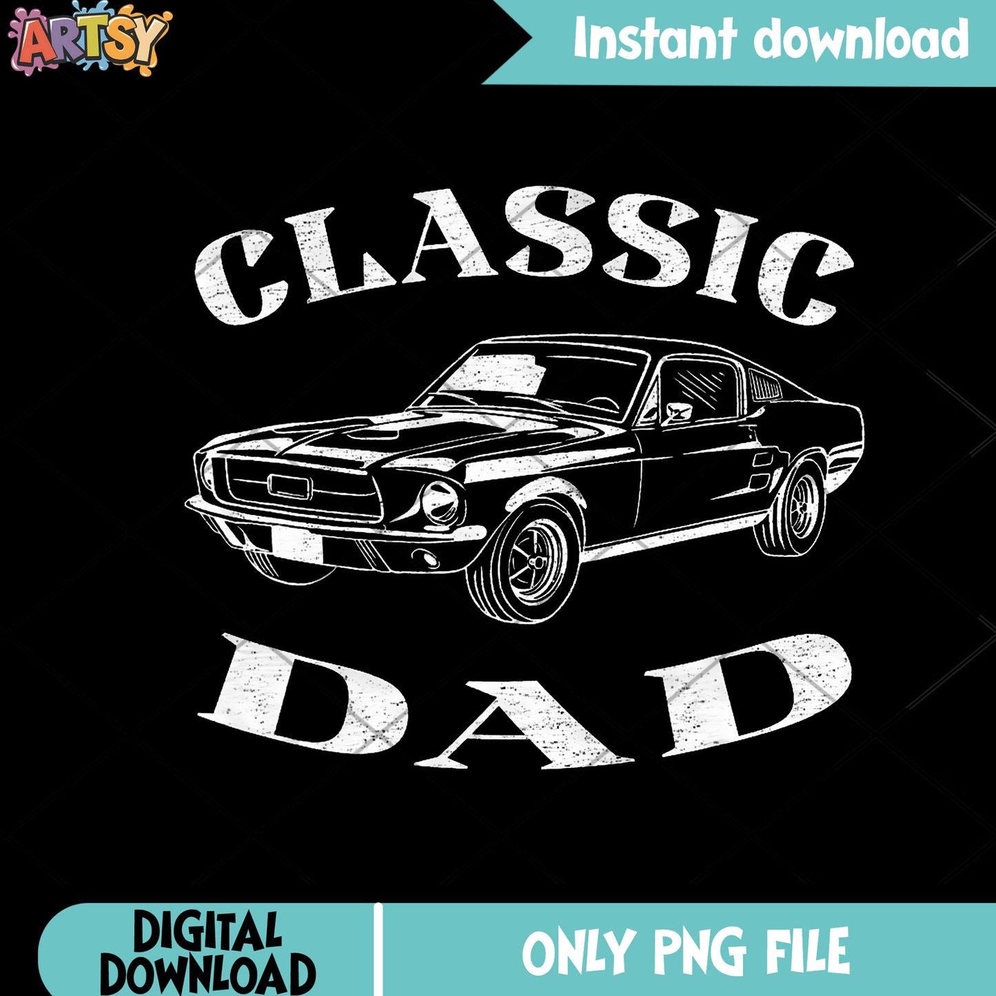 Classic dad america car png, muscle car png, father day ​png