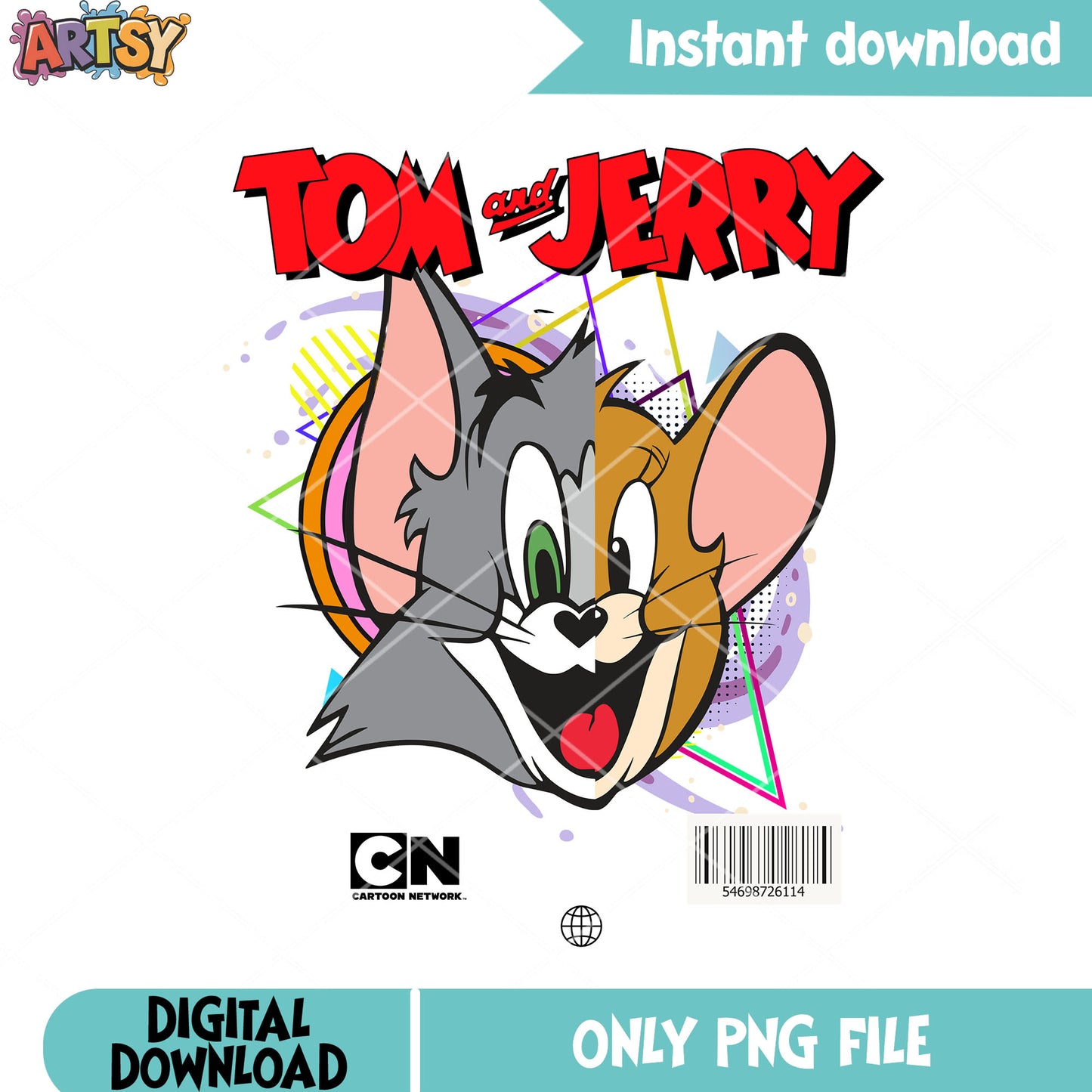 Classic dua tom and jerry png, 90s style png, Cartoon Network png