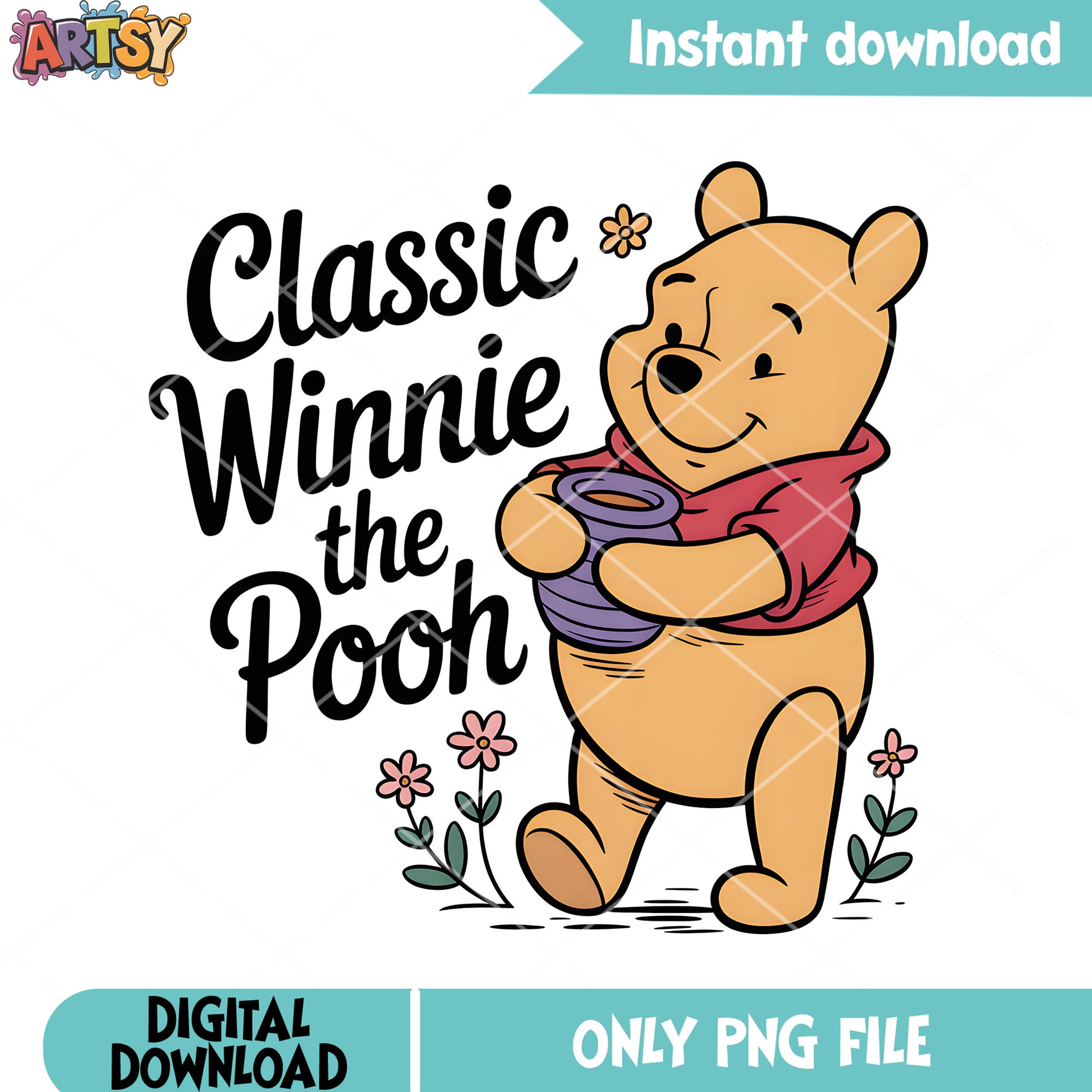 Classic pooh bear love honey png, vintage pooh png, pooh poster png
