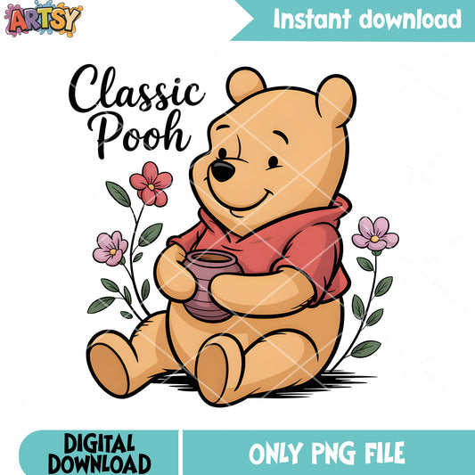 Classic pooh poster png, baby pooh png,​ vintage pooh png