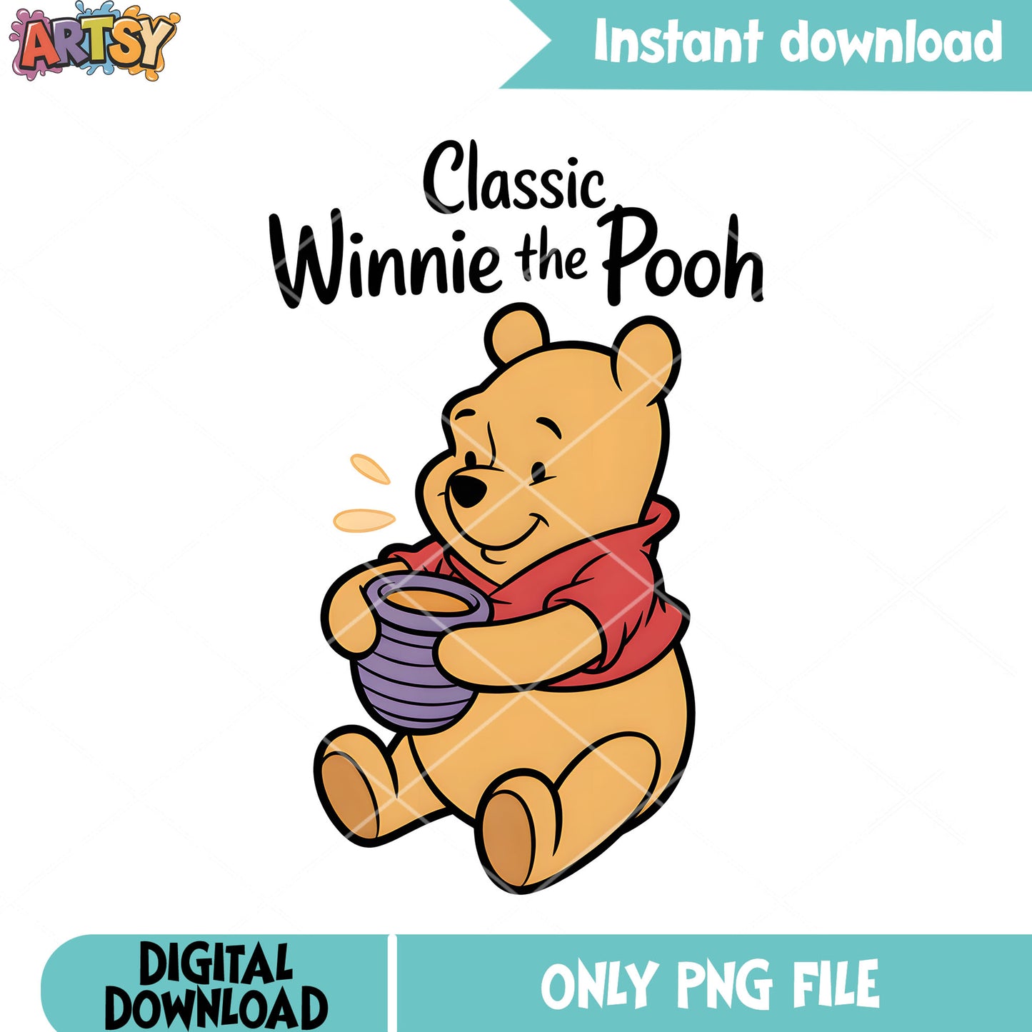 Classic winnie the pooh png, vintage pooh png, honey pooh bear png
