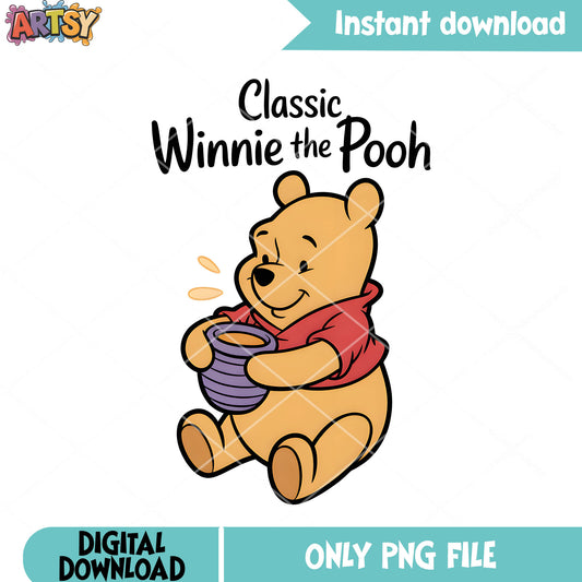 Classic winnie the pooh png, vintage pooh png, honey pooh bear png