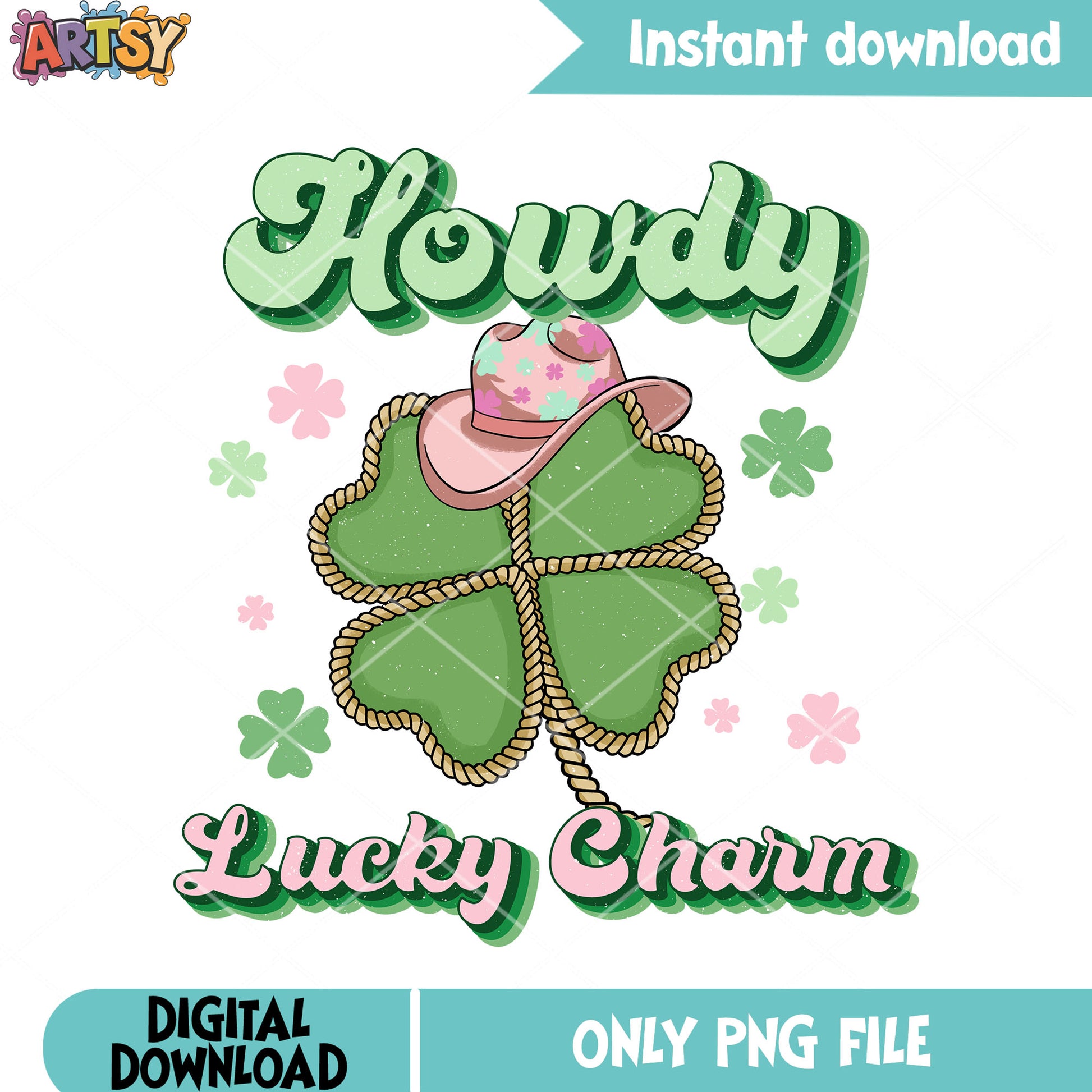 Clover charm howdy png, saint patricks png, patricks season png