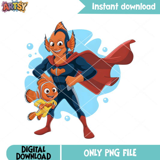 Clownfish hero poster png, poster nemo png, disney clownfish png