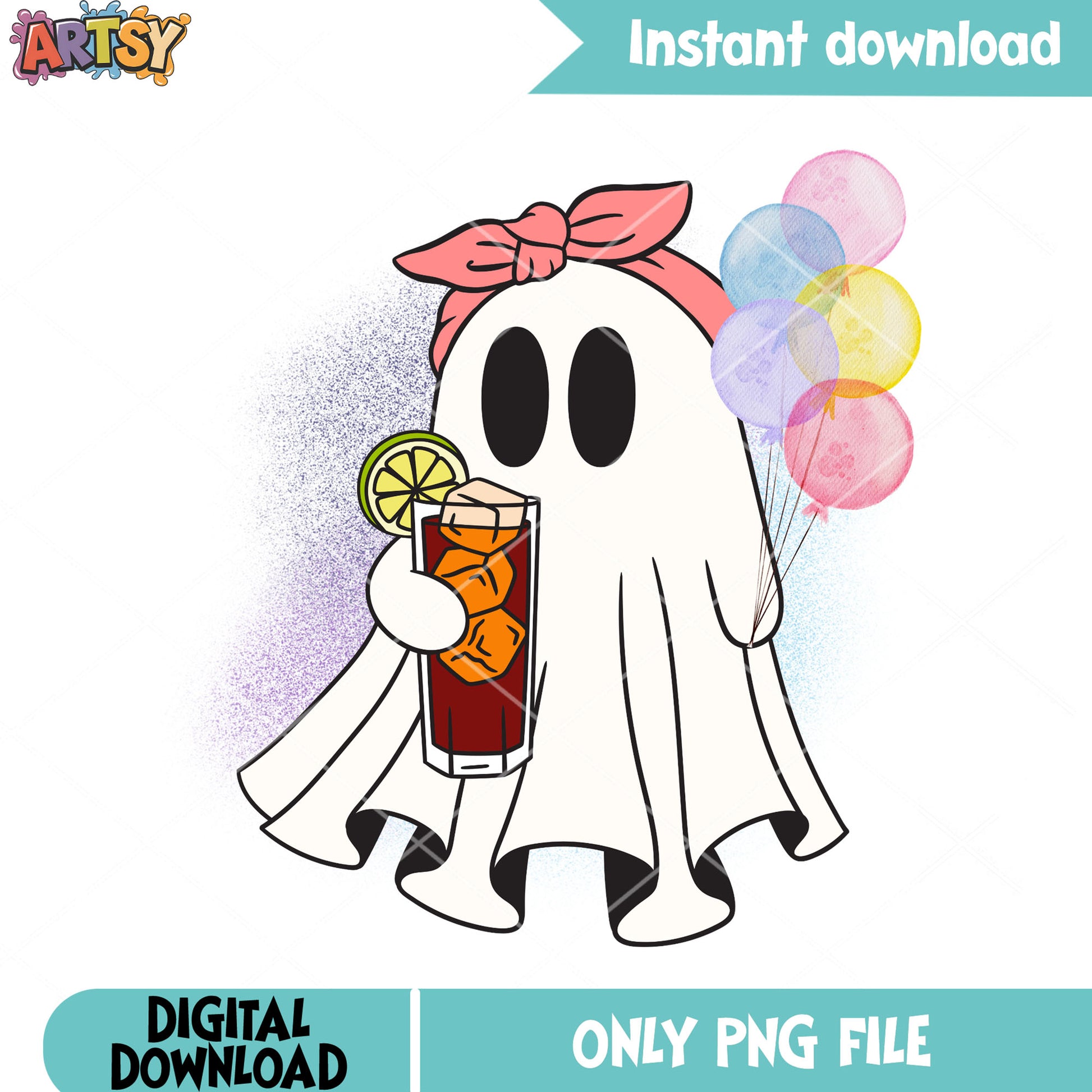Coke drink and balloon png, ghost costume png, halloween scary png