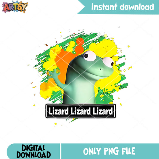Colorful lizard tiktok png, lizard meme png, funny lizard png