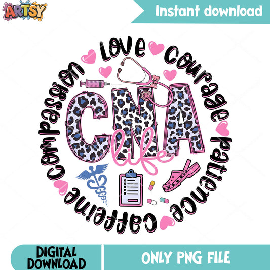 Com passion love coupage png, doctor vibes png, leopard pattern png