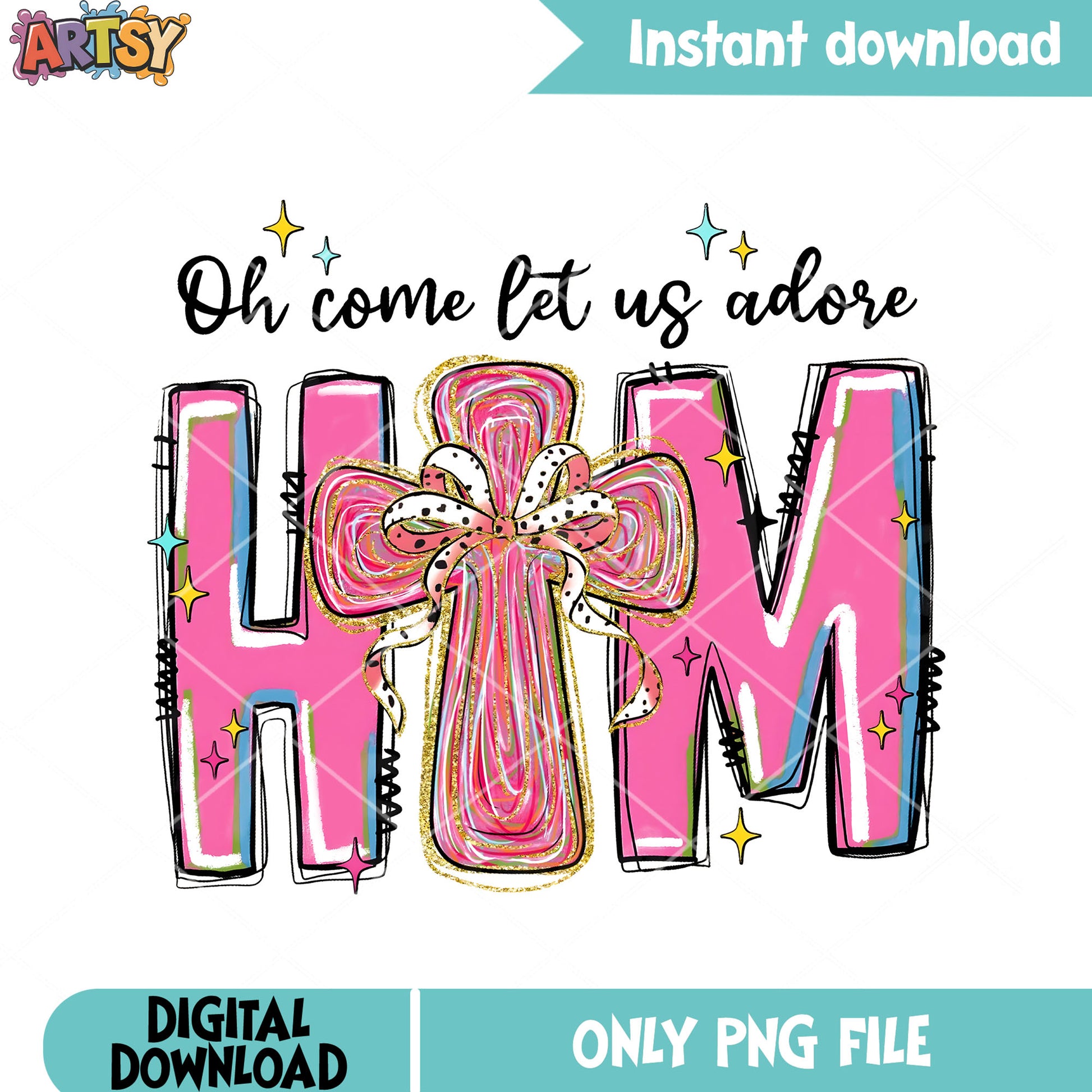 Come let us adore png, cross christmas png, christian christmas png