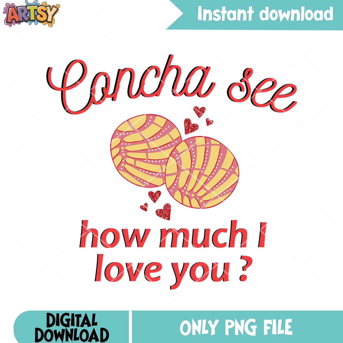 Concha see how much i love u png, valentine day png, couple day png