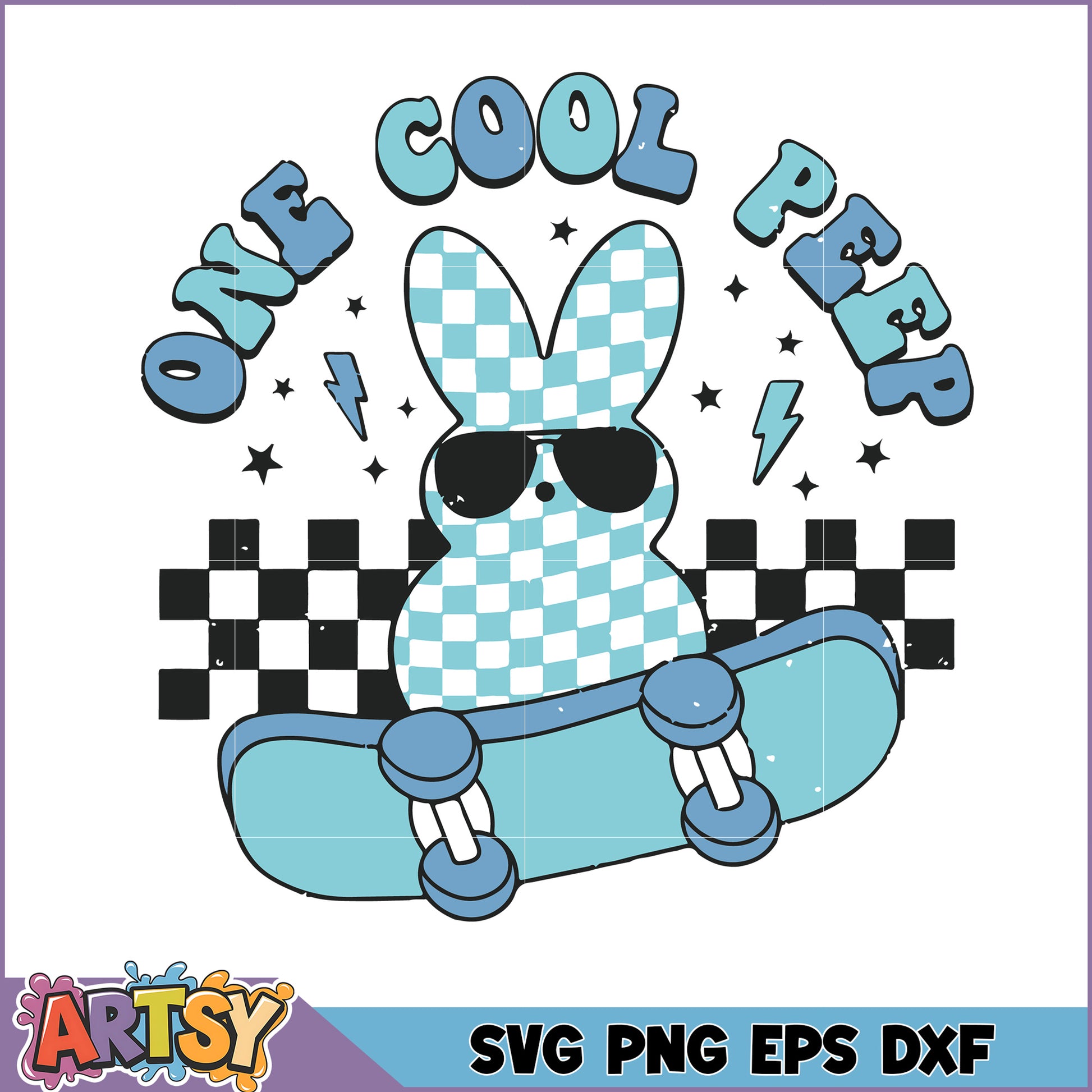 Cool Bunny Skateboard SVG Cut File