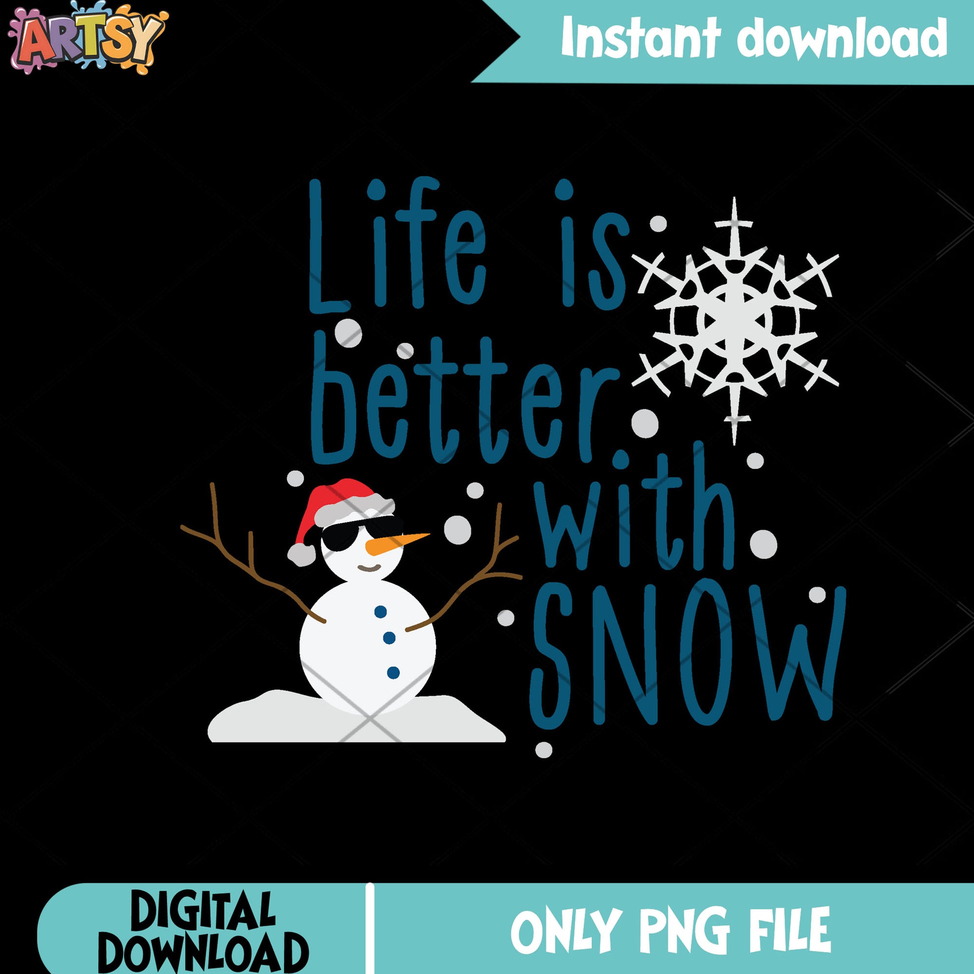Cool Christmas snowman in snow png, xmas decorations png, santa hat png