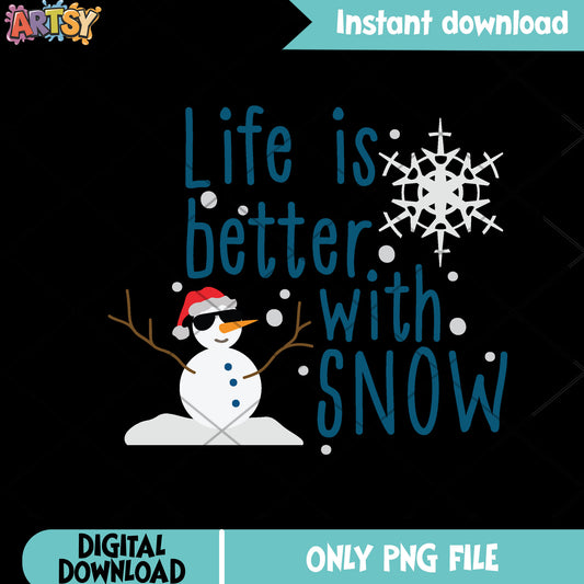 Cool Christmas snowman in snow png, xmas decorations png, santa hat png
