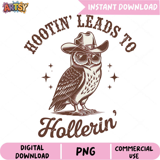 Cool Owl Cowboy PNG Design Instant Download
