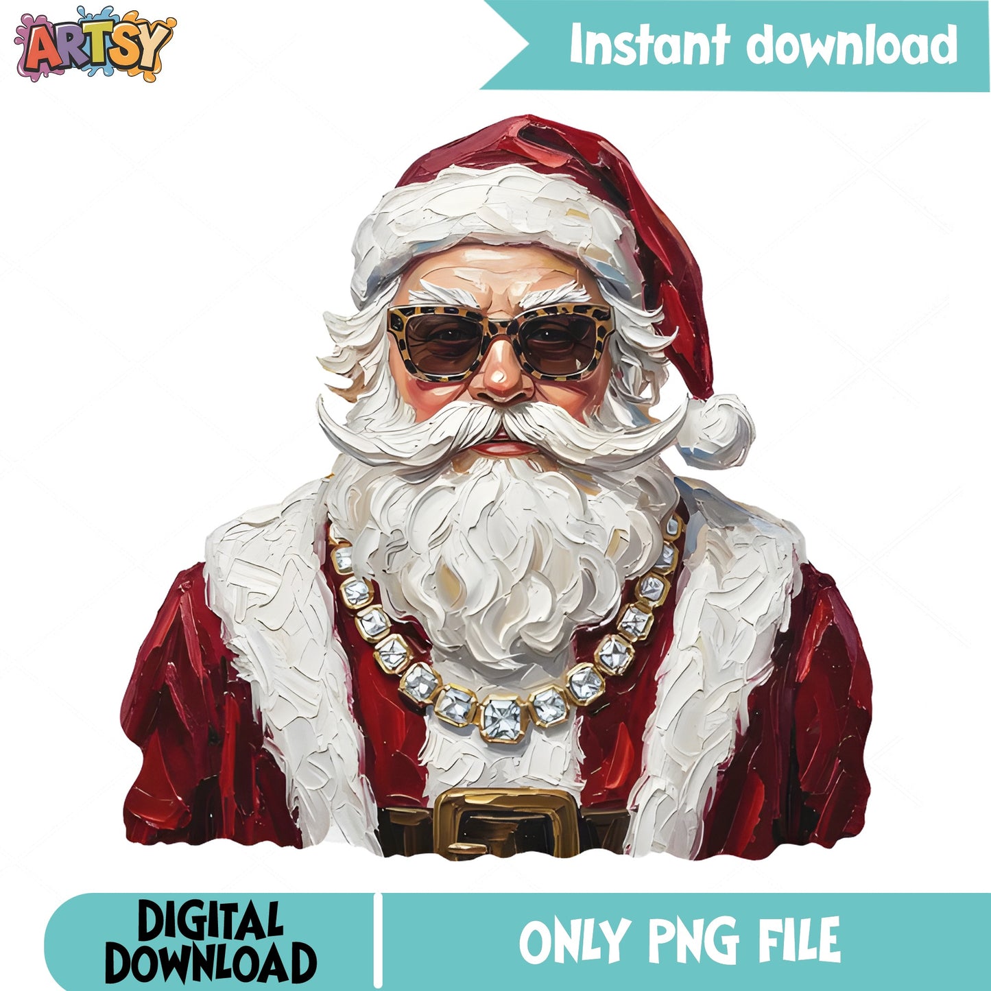 Cool Santa Claus PNG, Funny Santa Sunglasses, Christmas PNG