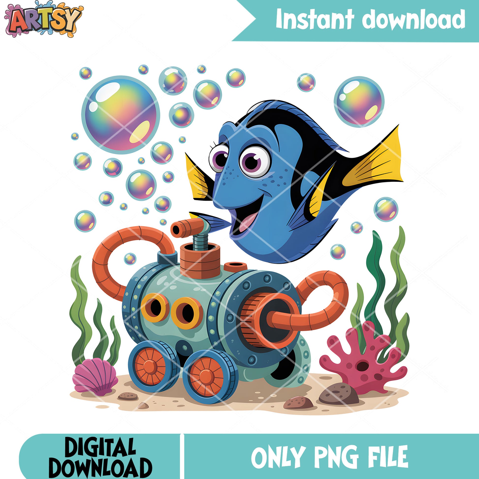 Coral robo dory fish png, finding dory png, finding nemo png