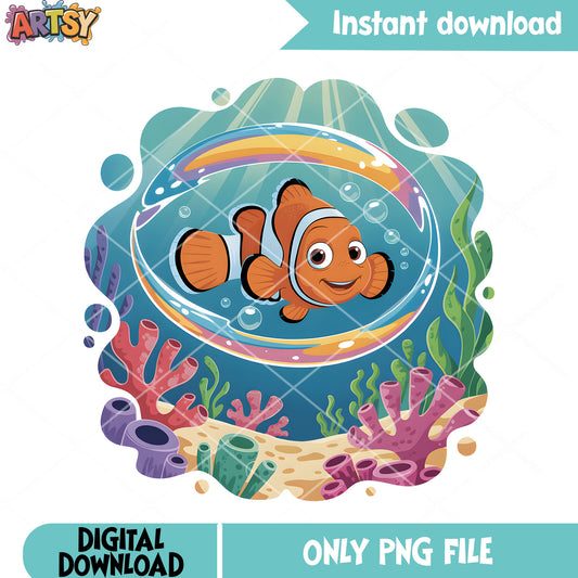 Coral sticker nemo fish png, disney sticker png, nemo png
