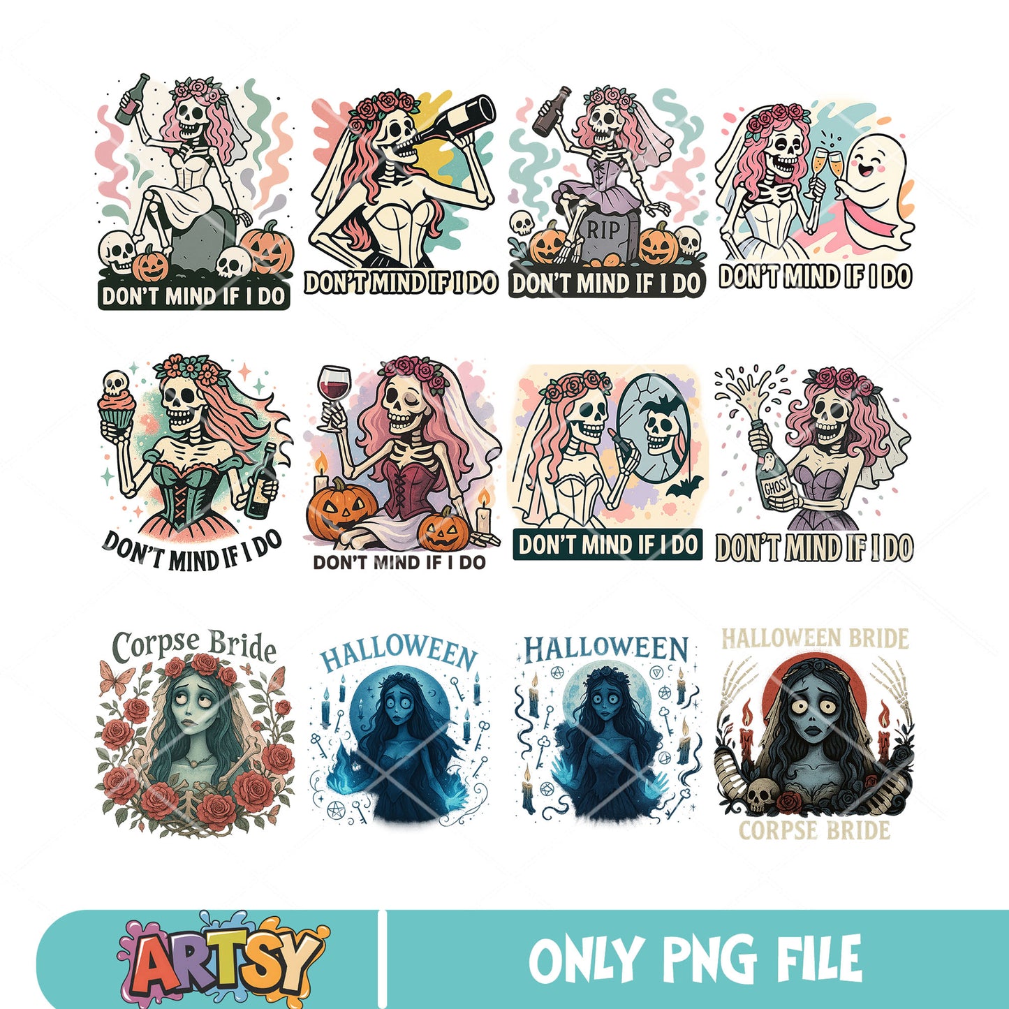 Corpse bride halloween png bundle, halloween corpse png, corpse bride png