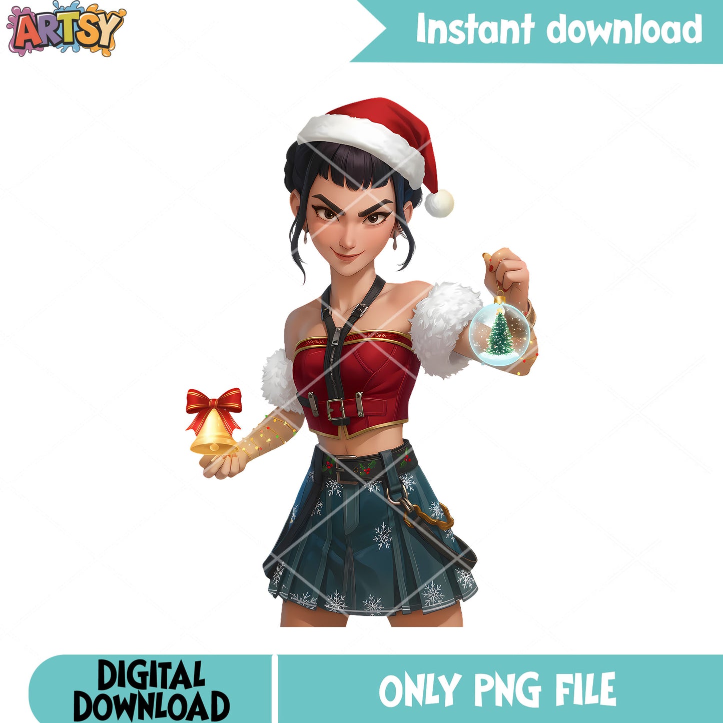 Costumes zoey jingle bell christmas png, santa hat png, huntrix png