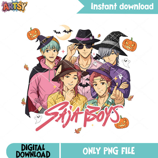 Costume witch saja boys png, scary pumpkin​ png, kpop demon hunter png