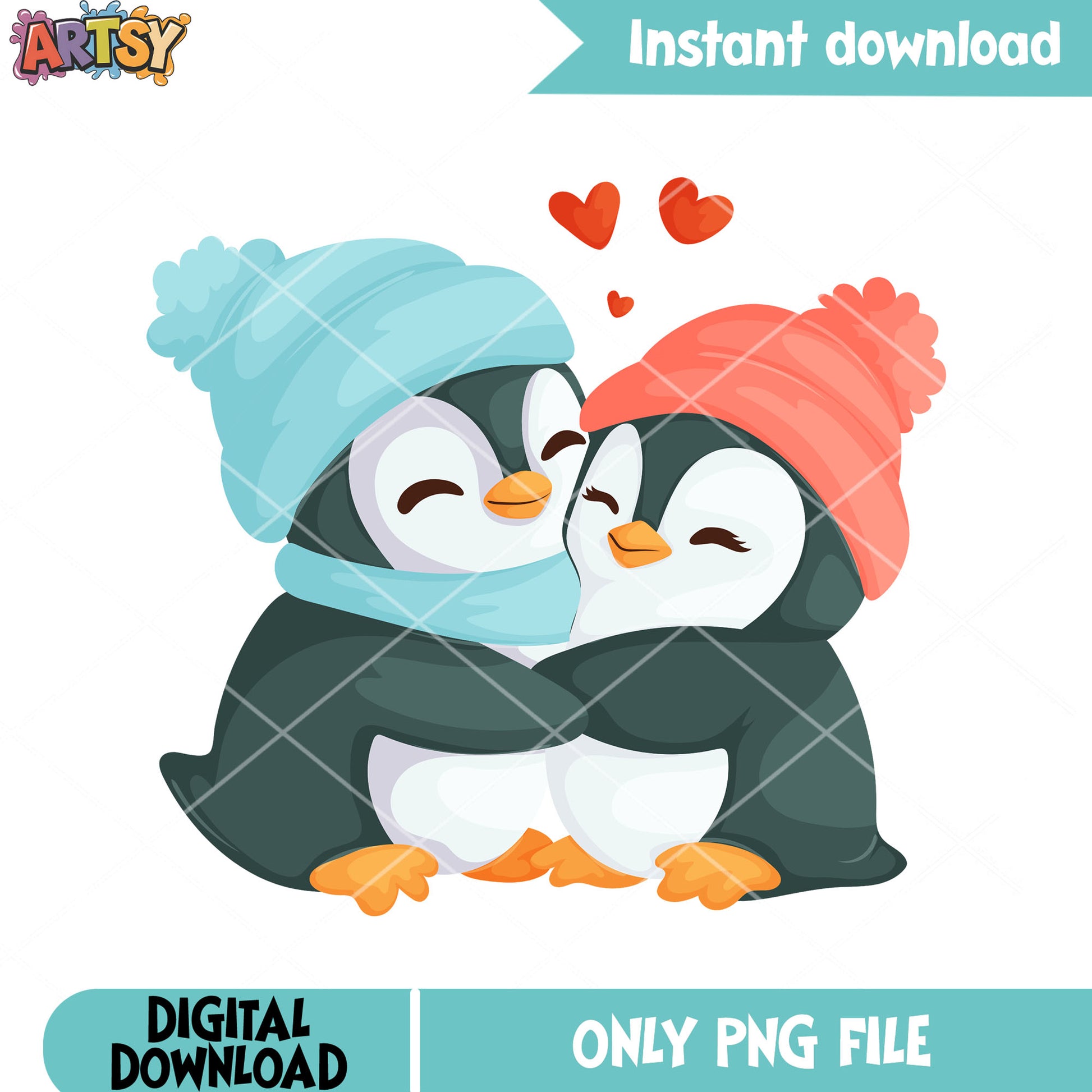 Couple penguin valentines png, happy valentine png, valentine love png