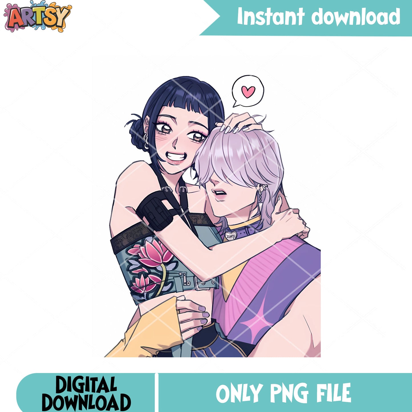 Couple zoey and mystery love png, zoey x mystery​ png, huntrix png