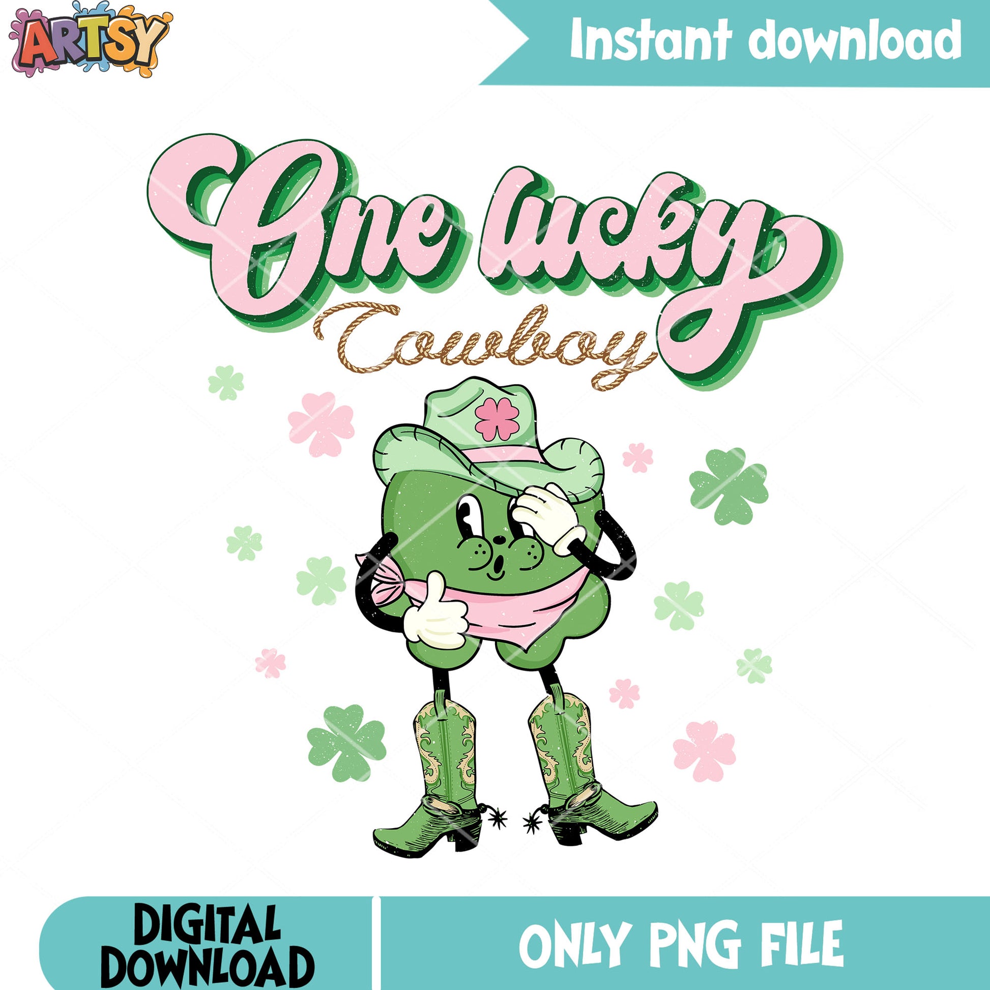 Cowboy lucky poster png, saint patricks day png, lucky howdy png