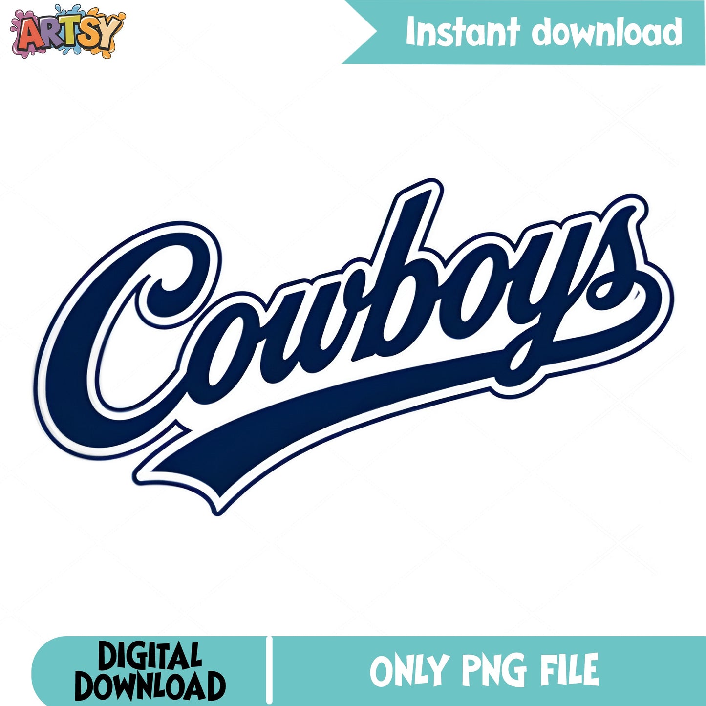 Cowboys Script Logo PNG, Football Team Shirt PNG, Cricut PNG