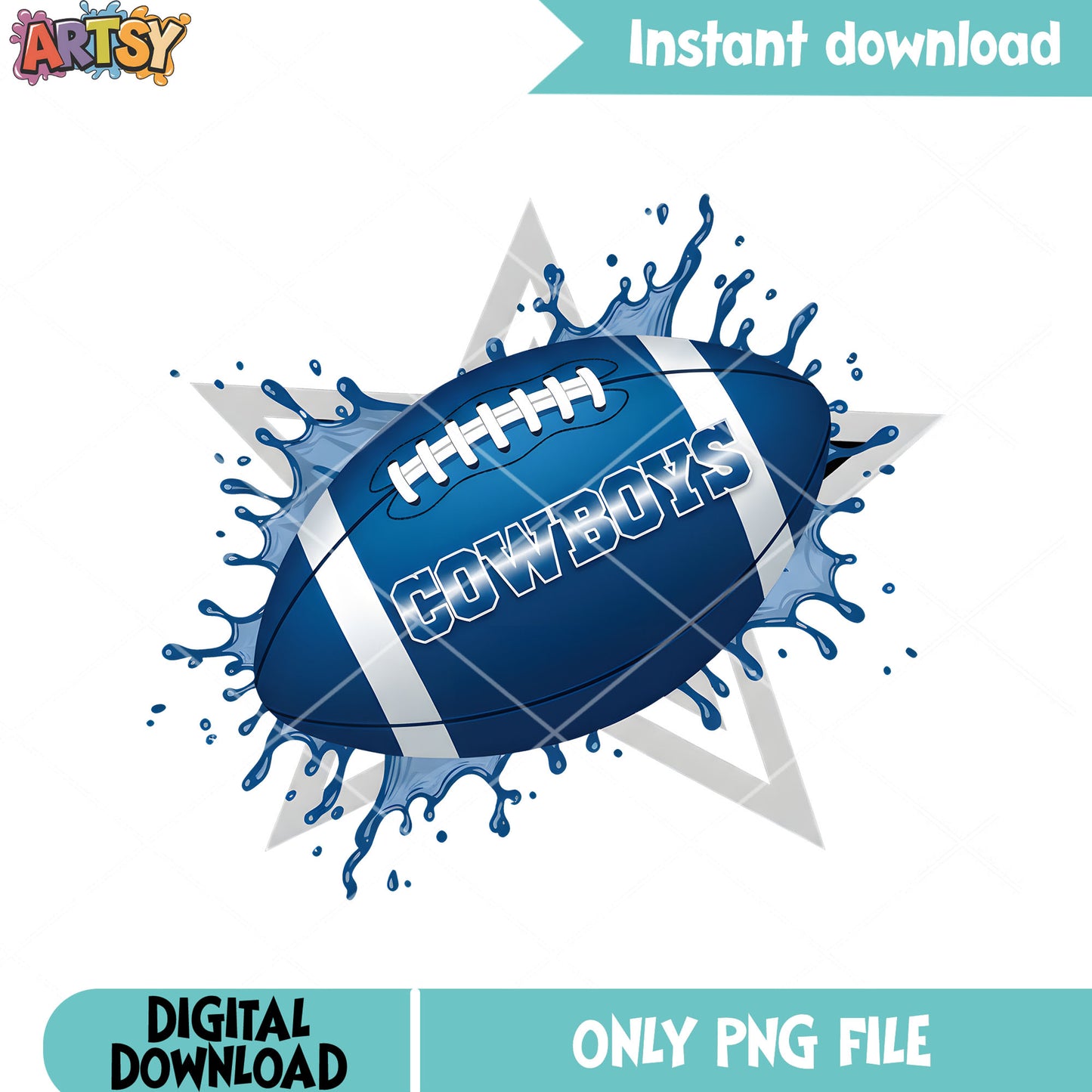 Cowboys ball png, blue rugby ball png, dallas cowboys png