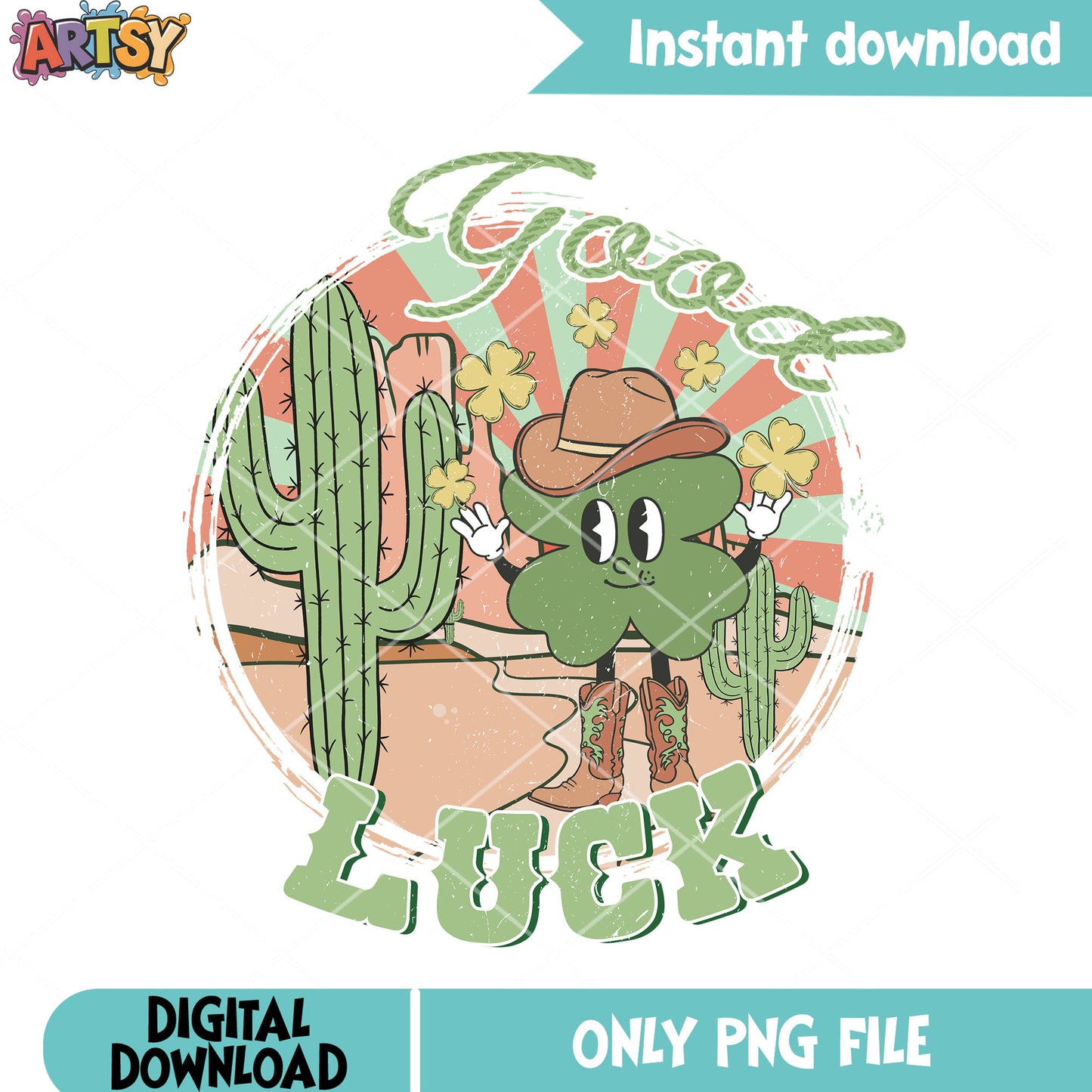 Cowboy vibes patricks png, clover patricks png, saint patricks png