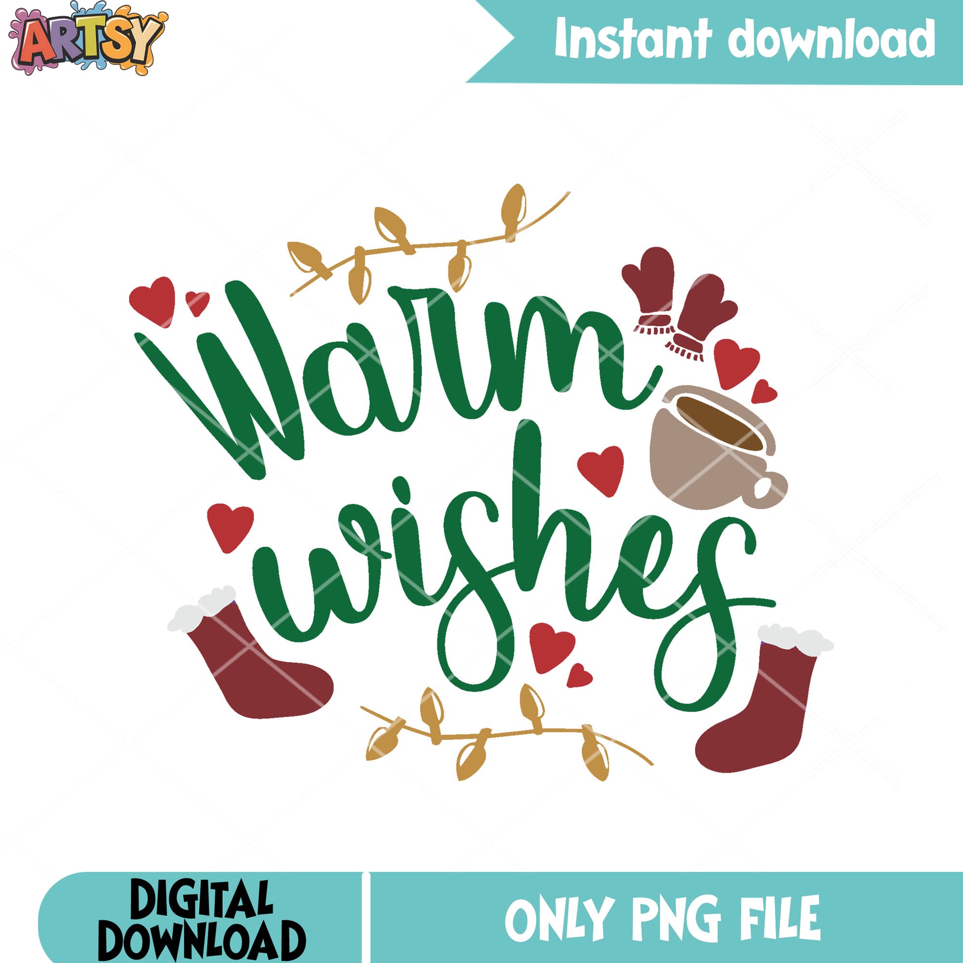 Cozy christmas hot drink png, christmas coffee png, christmas lights png