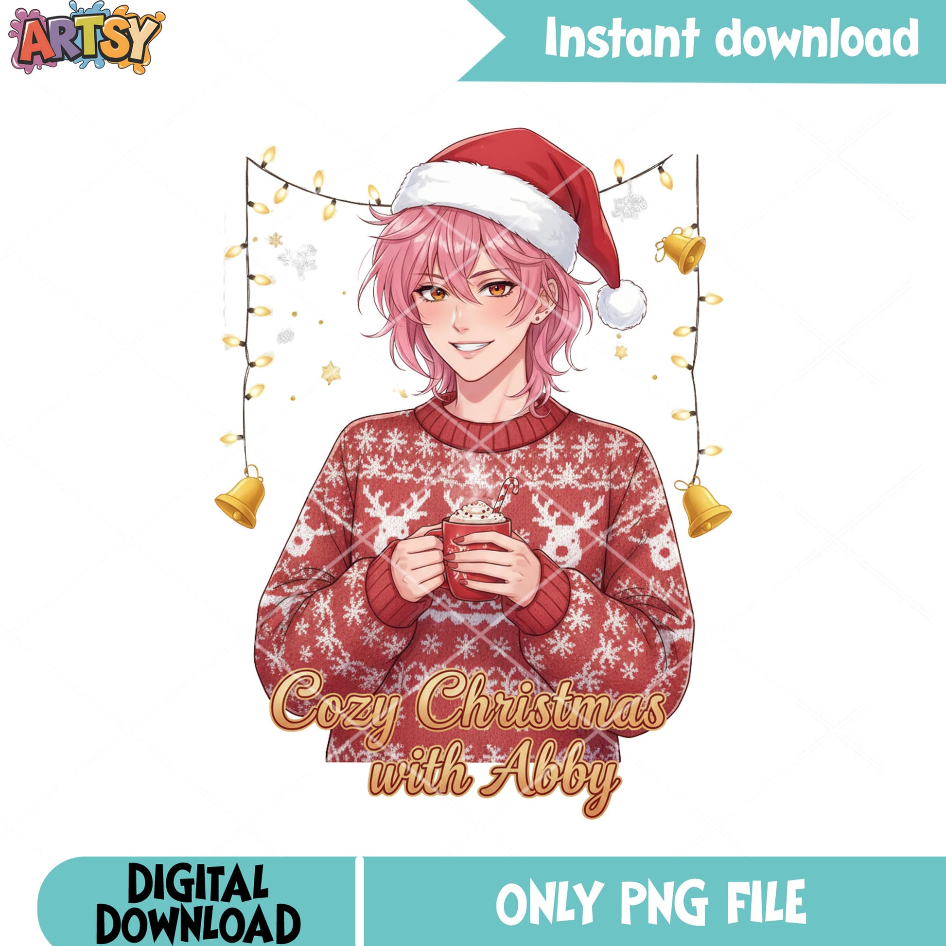 Cozy christmas with abby png, abby saja boys png, saja boys png