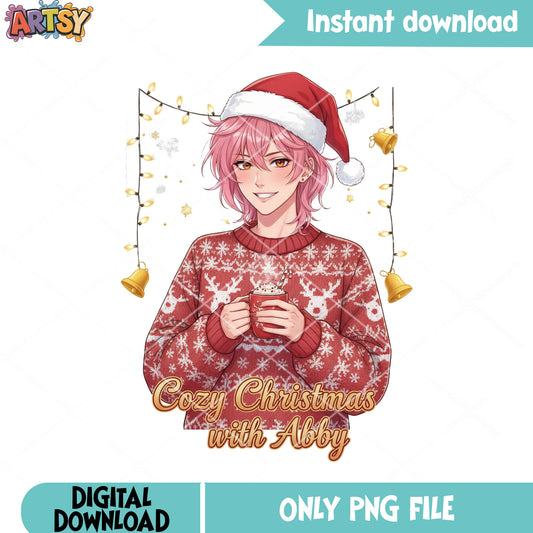 Cozy christmas with abby png, abby saja boys png, saja boys png