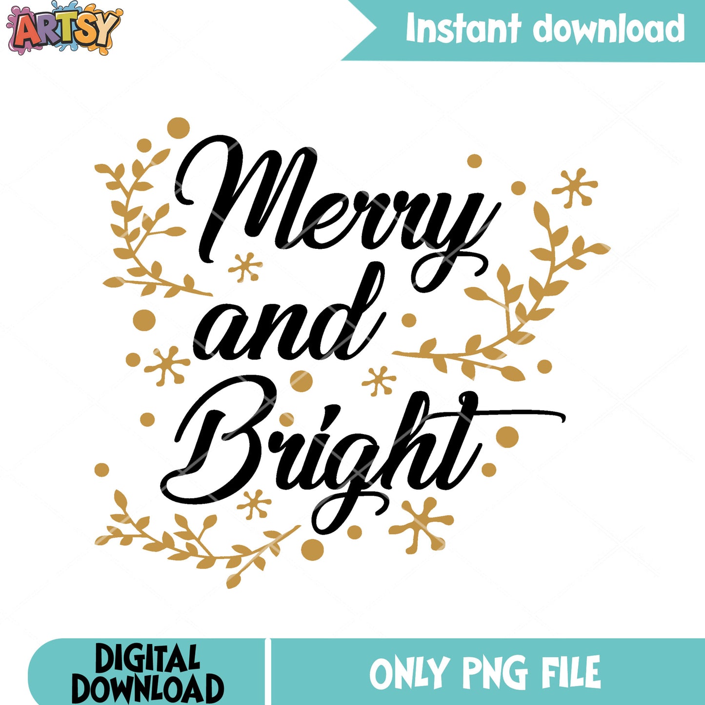 Cozy design merry and bright png, merry xmas png, christmas cards png