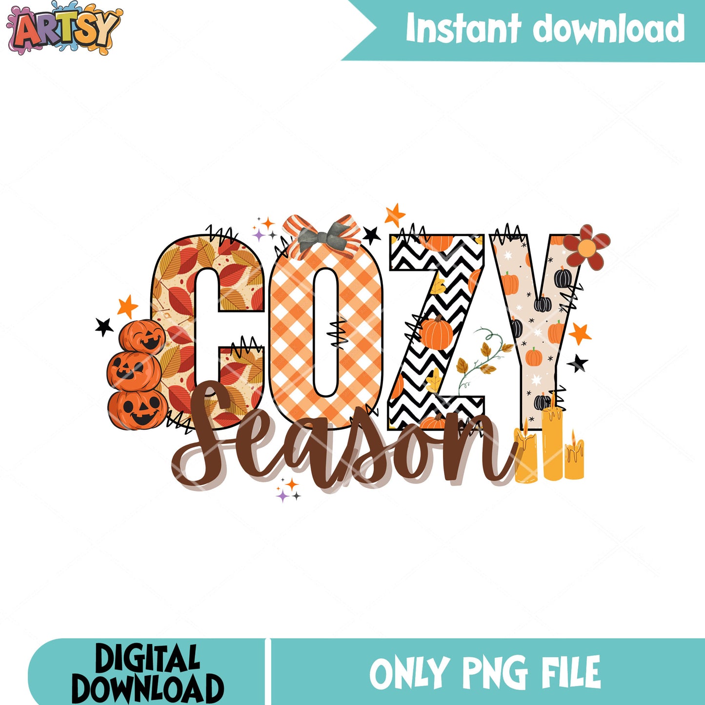 Cozy season png, jack o lantern png, halloween scary png