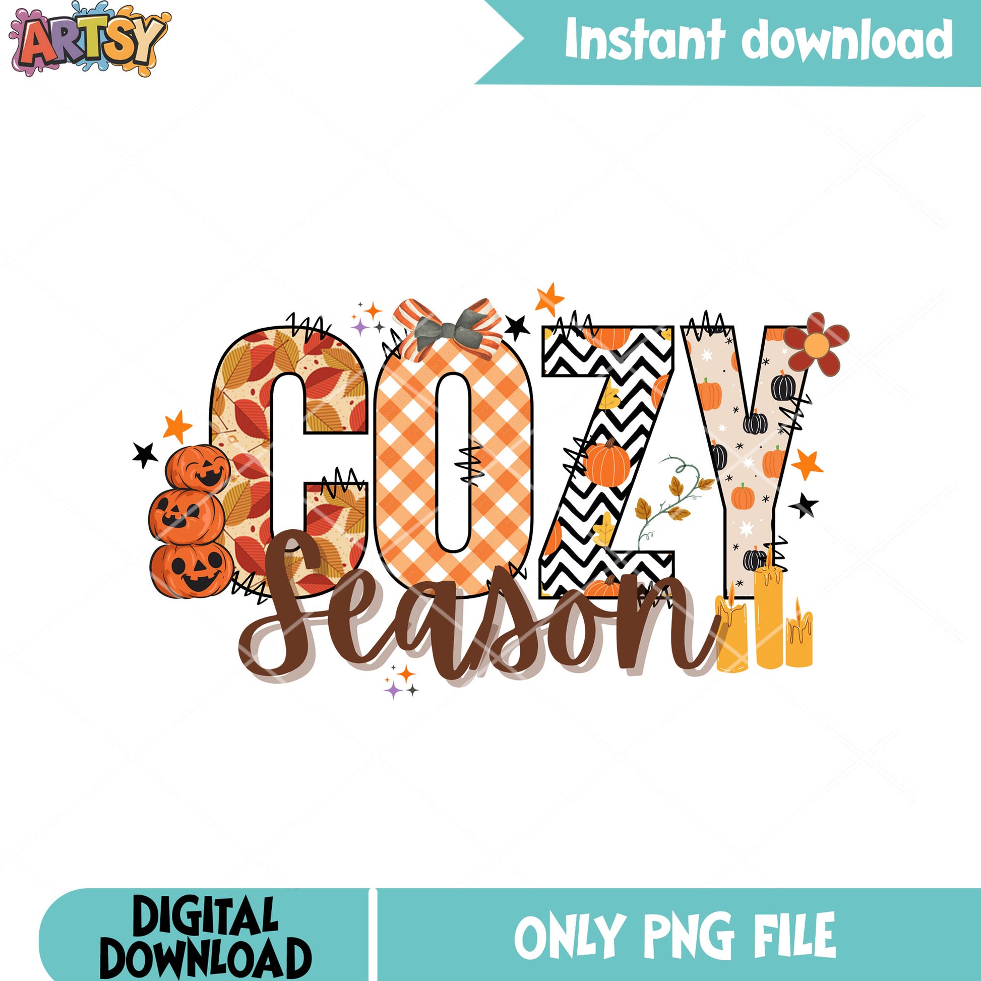 Cozy season png, jack o lantern png, halloween scary png