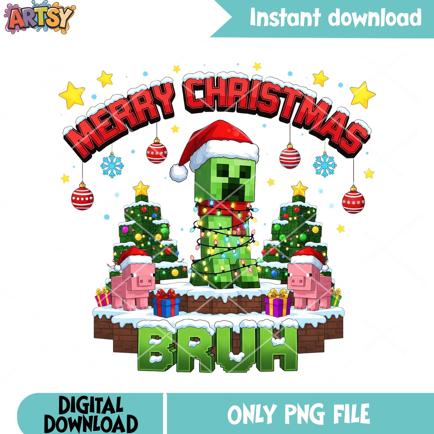 Creeper bruh happy christmas png, minecraft​ png, merry christmas png