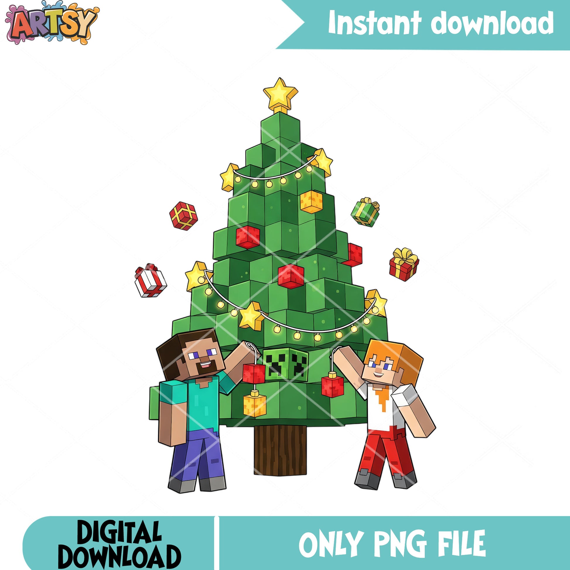 Creeper head block to decor christmas png, mojang studio​ png