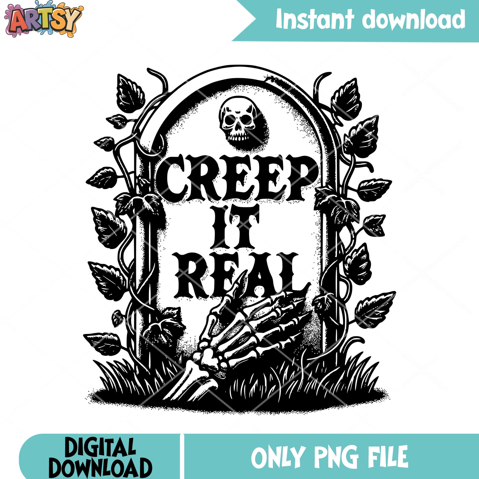 Creep it real tomb png, skeleton hand png, halloween scary png