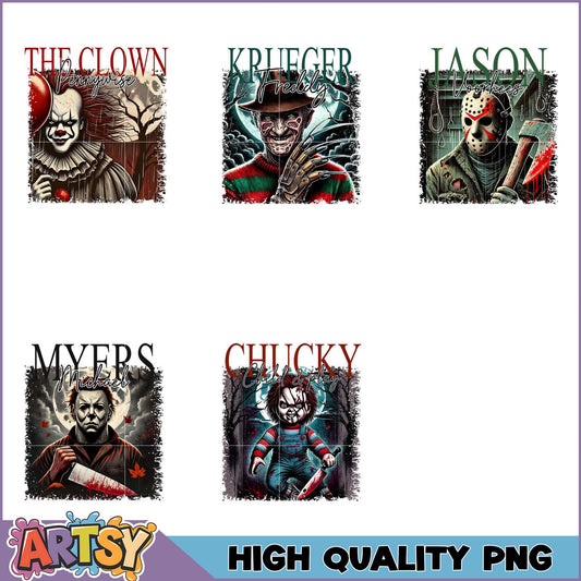 Creepy Horror Icon PNG Bundle for Halloween Crafts