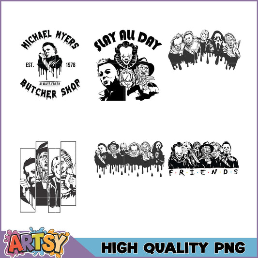 Creepy Horror Themed PNG Bundle for Fans and Crafters