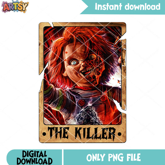 Creepy broken half face png, chucky png, halloween movies png
