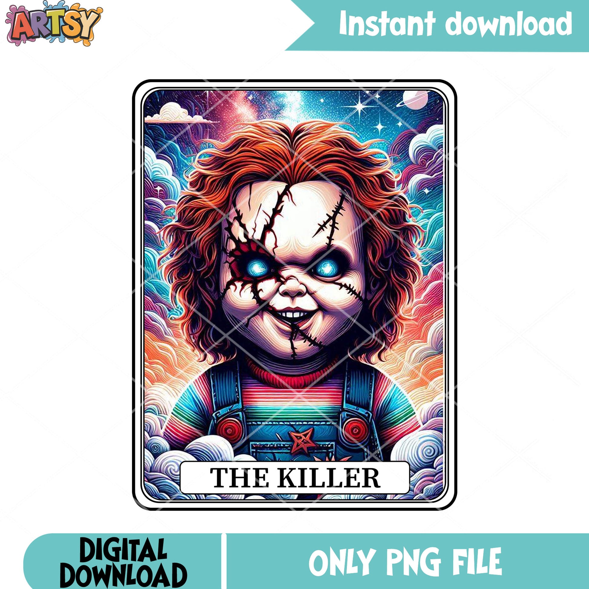 Creepy doll chucky png, scary smile png, scary halloween png