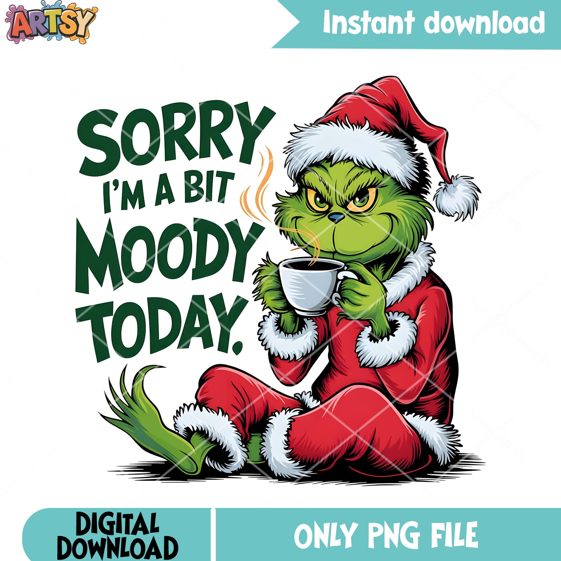 Creepy grinch santa costume png, the grinch png, hot chocolate png