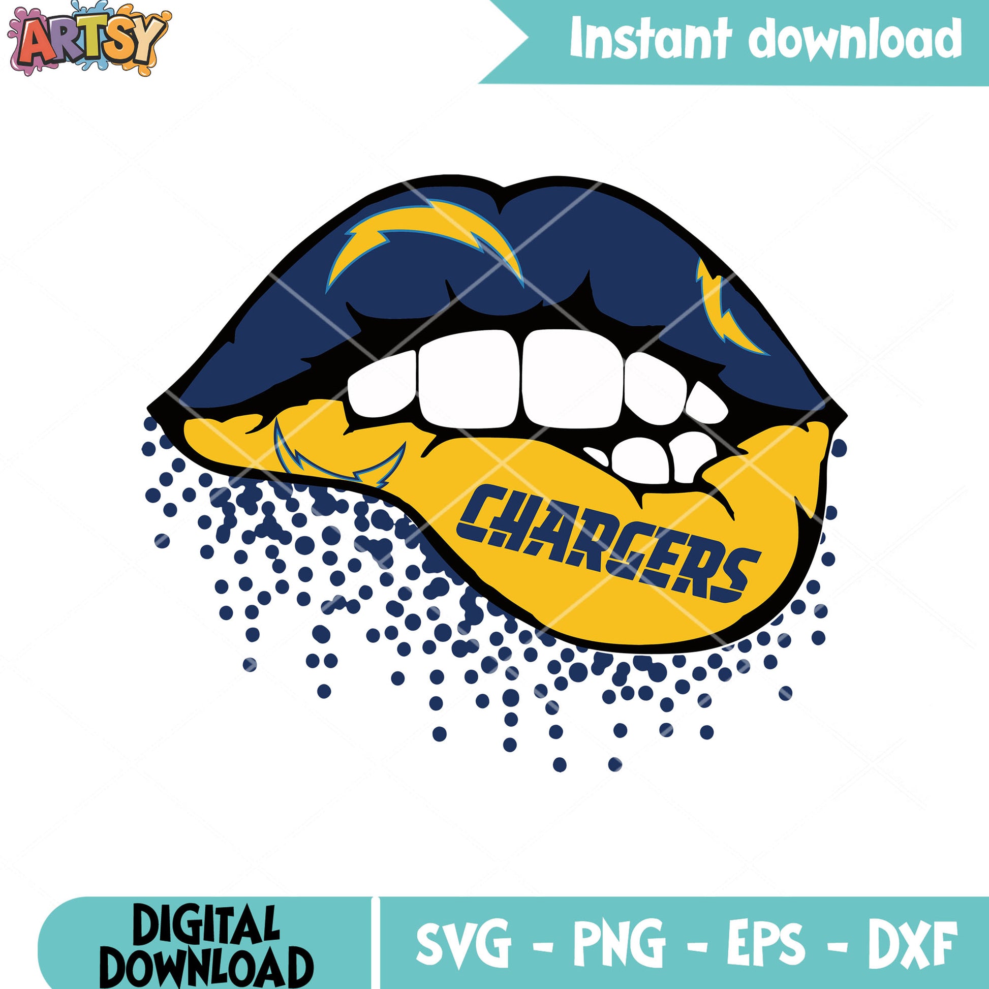 Creepy lips chargers svg, los angeles chargers svg, AFL svg