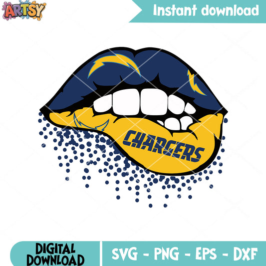 Creepy lips chargers svg, los angeles chargers svg, AFL svg