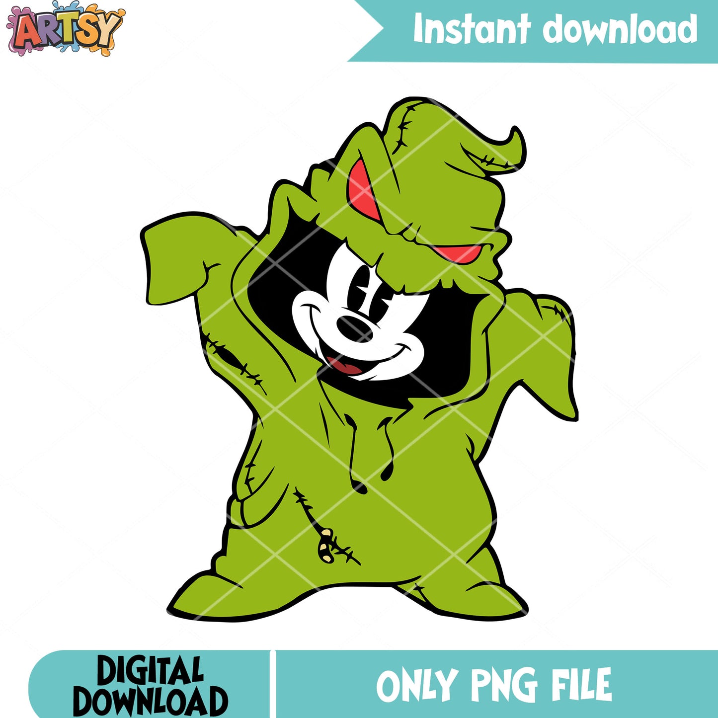 Creepy oogie boogie png, spooky halloween png, scary green monster png