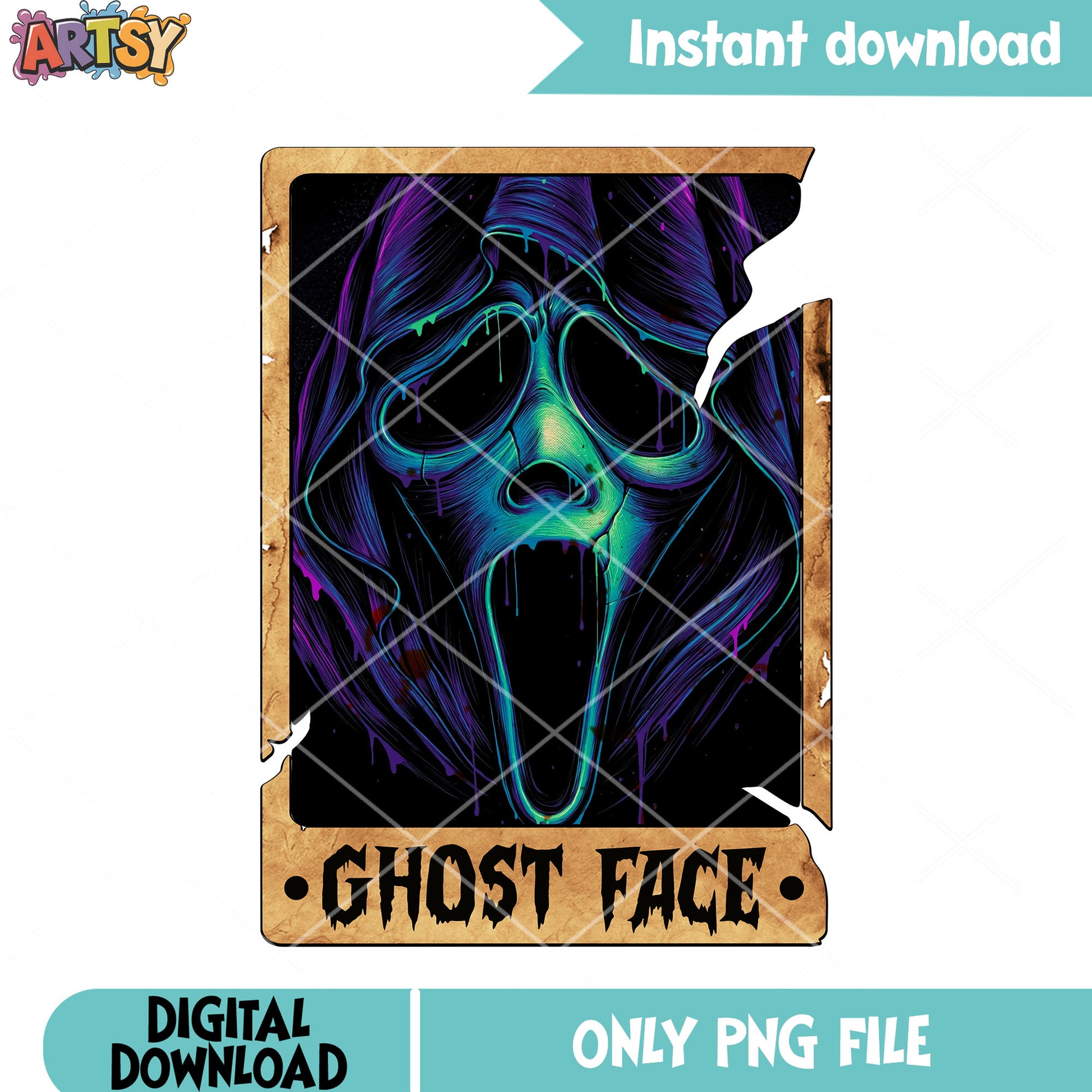 Creepy sticker killer png, blue mask png, scream movies png