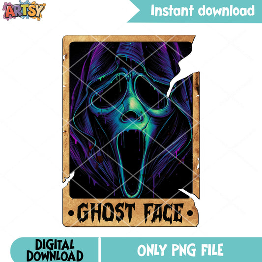 Creepy sticker killer png, blue mask png, scream movies png