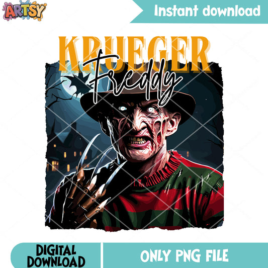 Creepy town png, freddy krueger png, halloween scary png